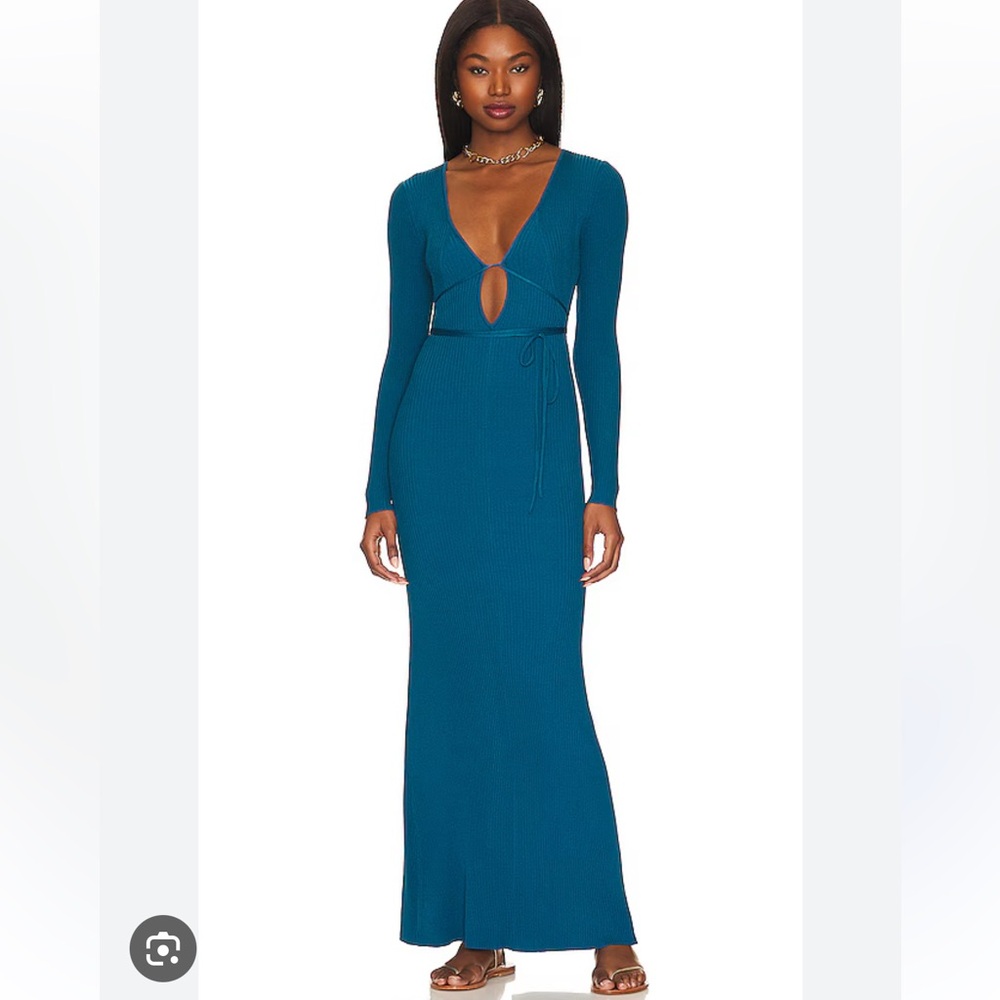 DEVON WINDSOR Reagan dress Teal Long Sleeve Dress